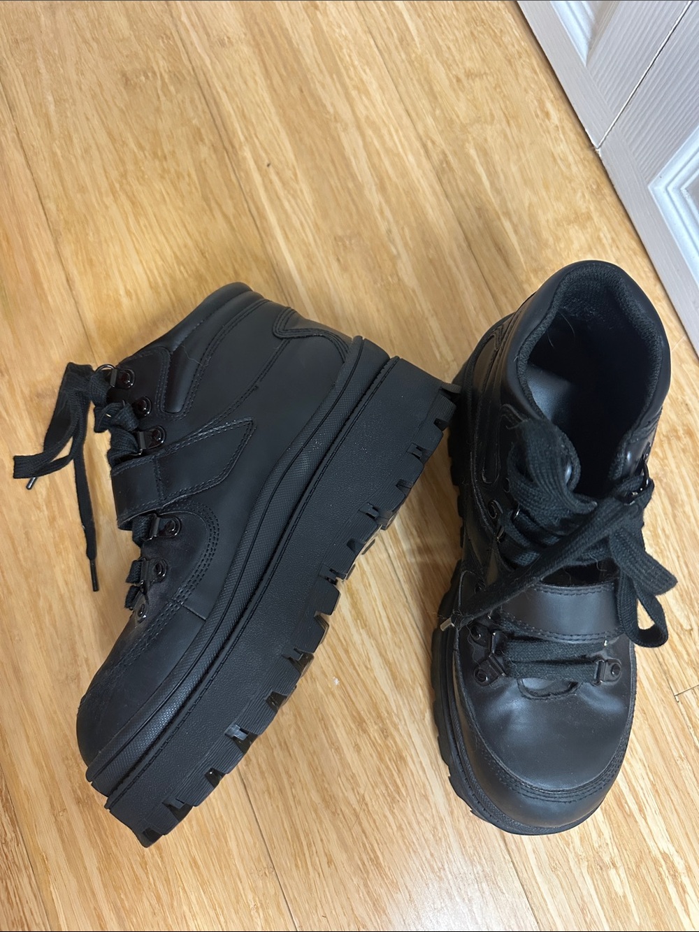 Jeffery Campbell Black Chunky Lace-Up Shoes